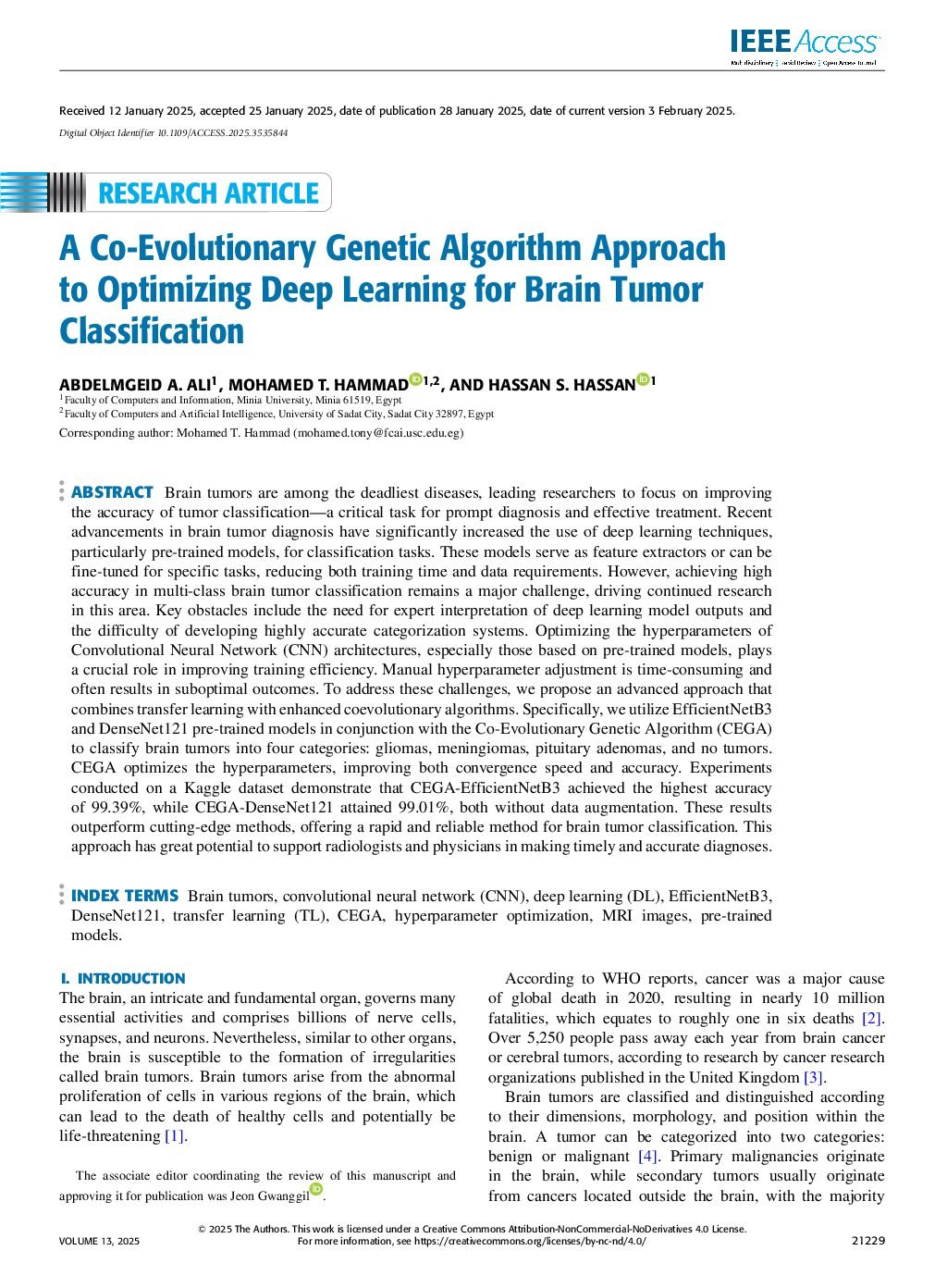 A Co-Evolutionary Genetic Algorithm Approach to Optimizing Deep Learning for Brain Tumor Classification