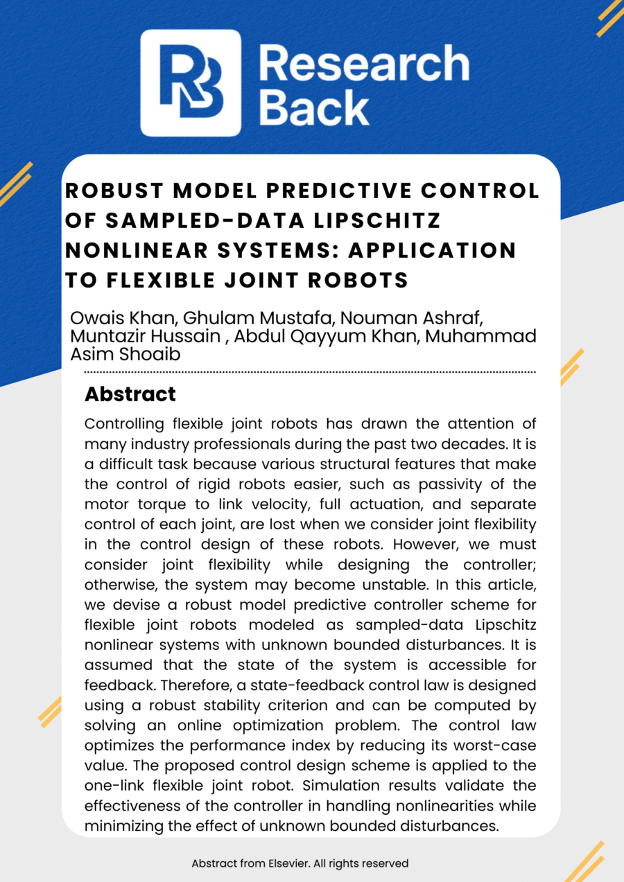 Robust model predictive control of sampled-data Lipschitz nonlinear systems: Application to flexible joint robots