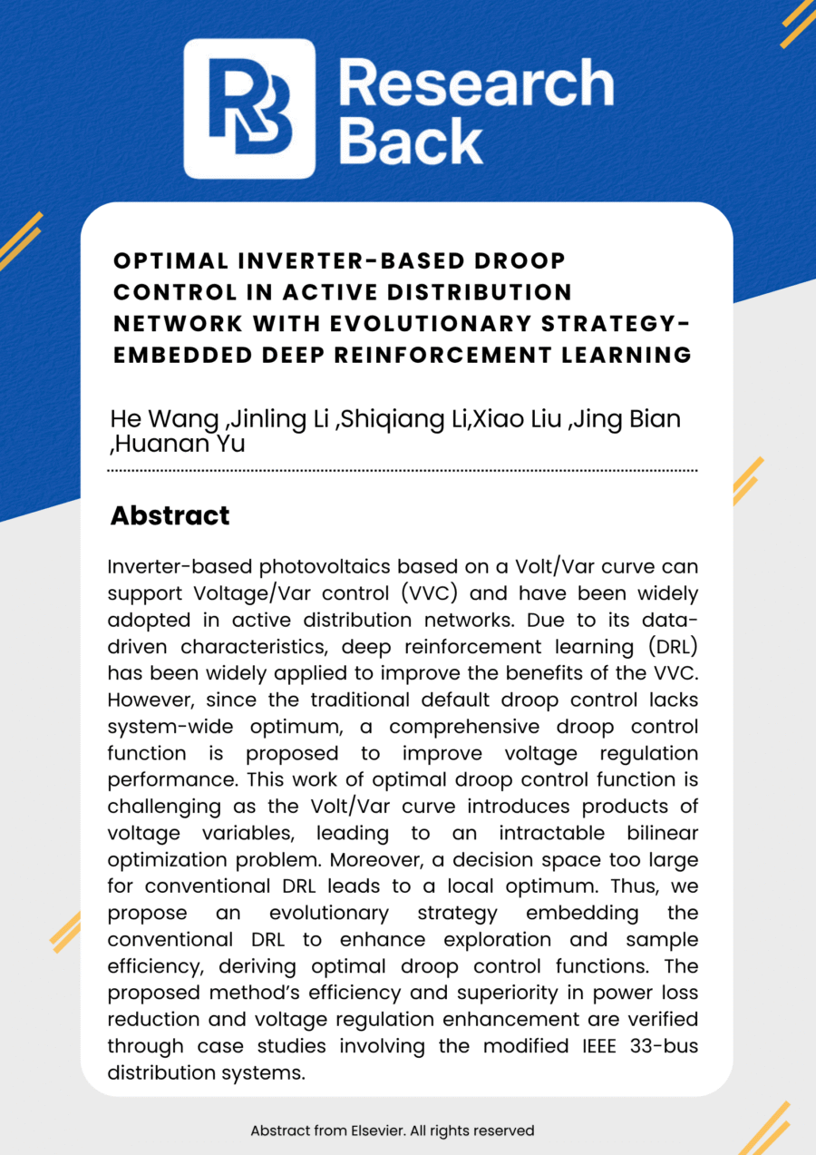 Optimal inverter-based droop control in active distribution network with evolutionary strategy-embedded deep reinforcement learning