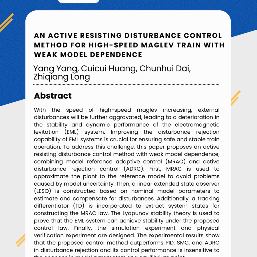 An active resisting disturbance control method for high-speed maglev train with weak model dependence