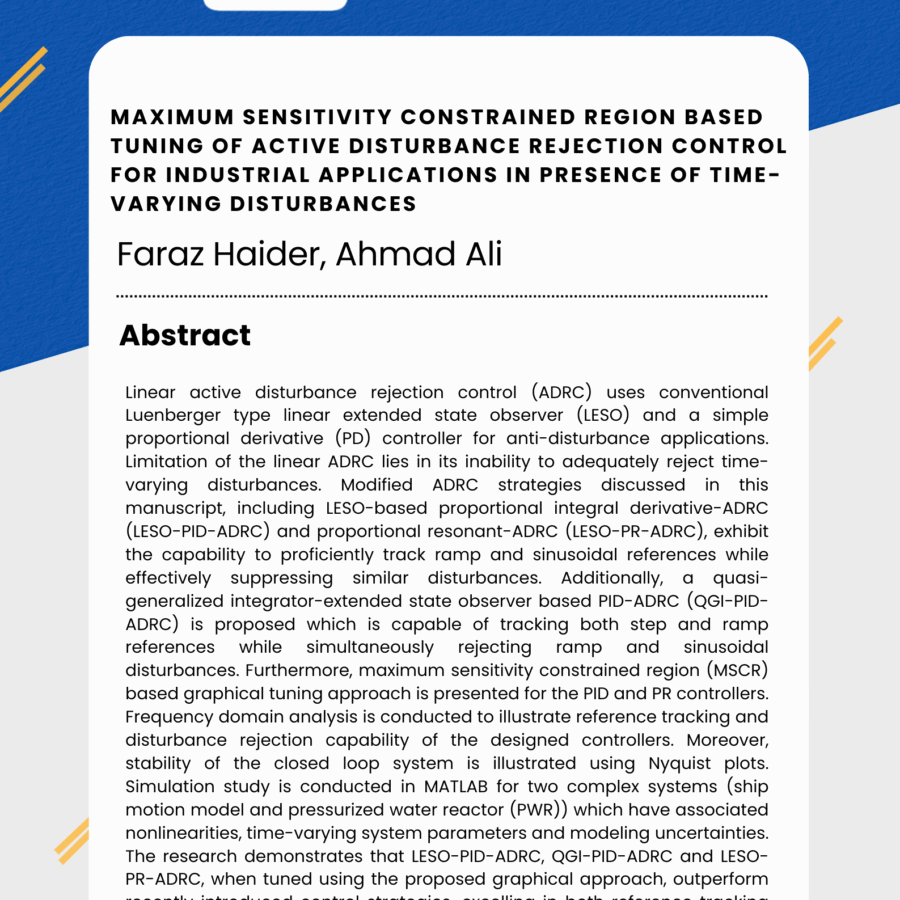 Maximum sensitivity constrained region based tuning of active disturbance rejection control for industrial applications in presence of time-varying disturbances